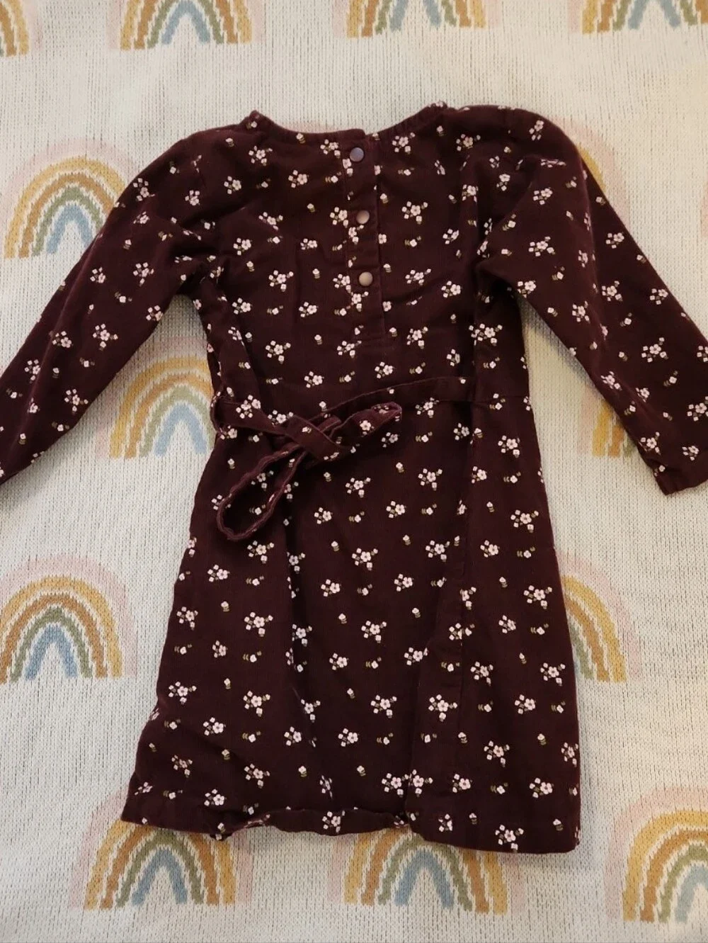 Little green radicals 18-24 months purple floral long sleeves cottagecore dress
